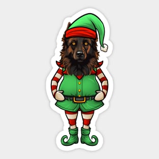 Funny Christmas Elf Belgian Tervuren Dog Sticker